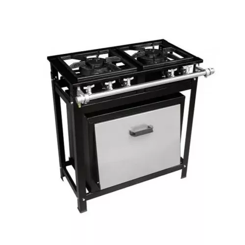 Fogão 2 Bocas c/ Forno a Gás Industrial Cristal Aço Economy