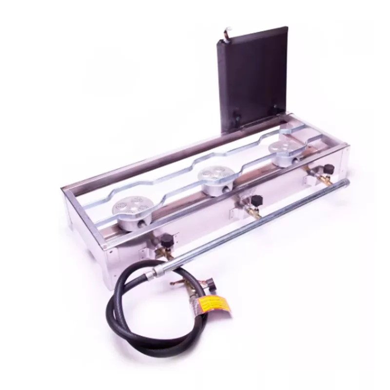 Fogareiro 3 Bocas Reto 1/2 Chapa Alta Pressão Inox Estilofer