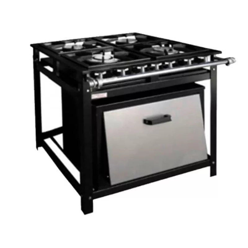 Fogão 4 Bocas a Gás Industrial Com Forno Cristal Aço Economy