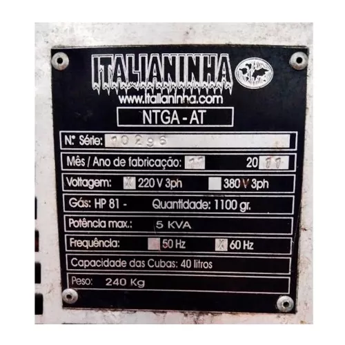 Máquina de Sorvete Expresso NTGA-AT Italianinha 